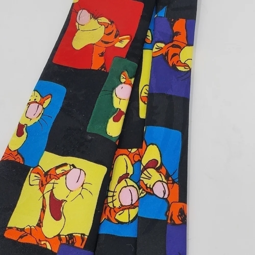 DISNEY WINNIE THE POOH TIGGER LOT OF 3 MEN NECKTIE TIES BLACK ORANGE RED